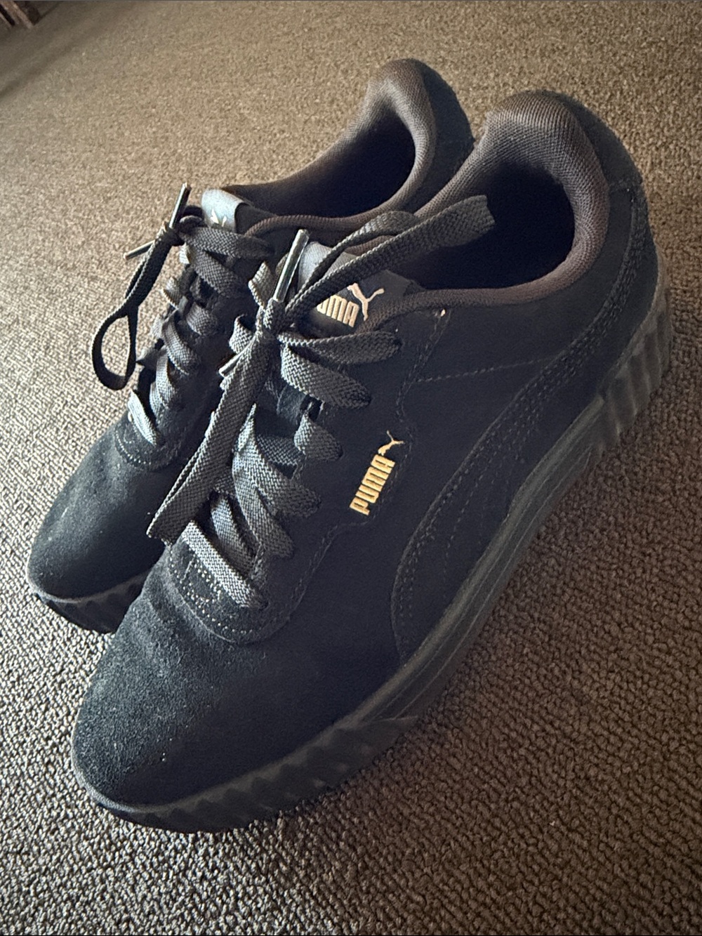 Puma Black Suede Platform Lace-Up Sneakers